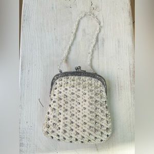 Moyna exceptional beaded wedding bridal purse with crystal & pearls